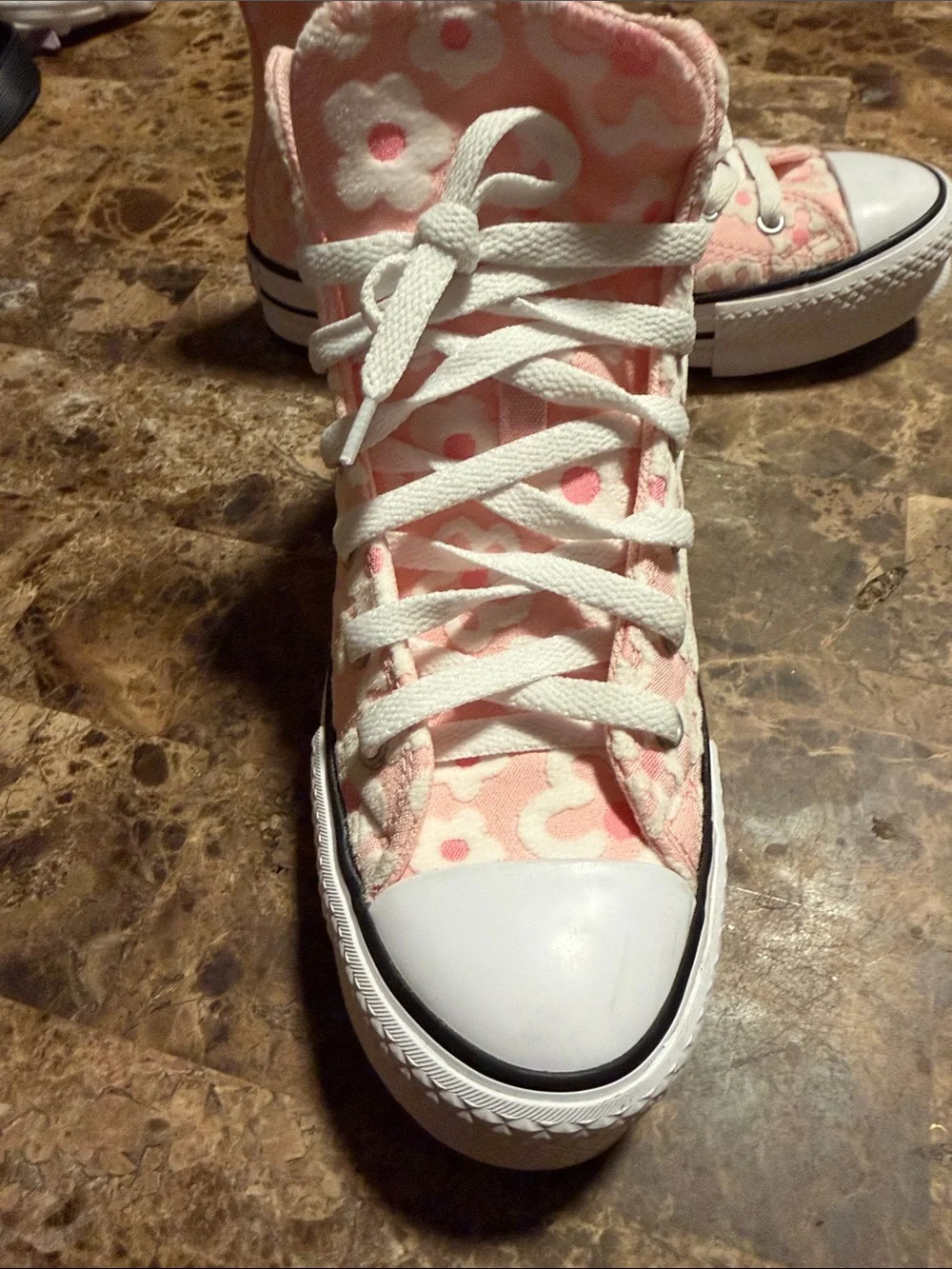 Converse Pink and White Floral High Top Sneakers